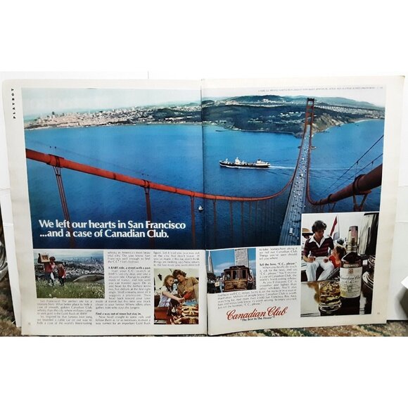 1980 Canadian Club Whisky San Francisco 2 Page Original Print Ad vintage 80s - Picture 1 of 1